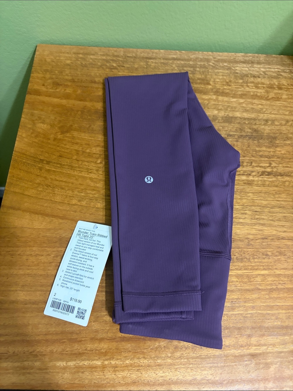 Lululemon winder Train Purple Ribbed High-Rise Leggings 25”